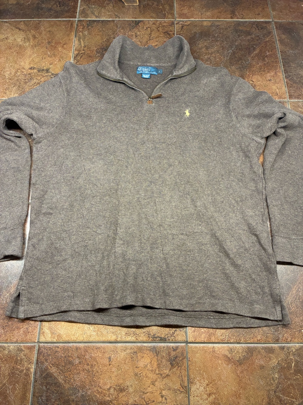 Polo by Ralph Lauren Brown Quarter-Zip Knit Pullover